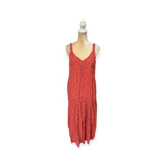 Joie Bondi Animal Print Cotton Midi Dress Size S Small Pink and Red - Picture 1 of 7